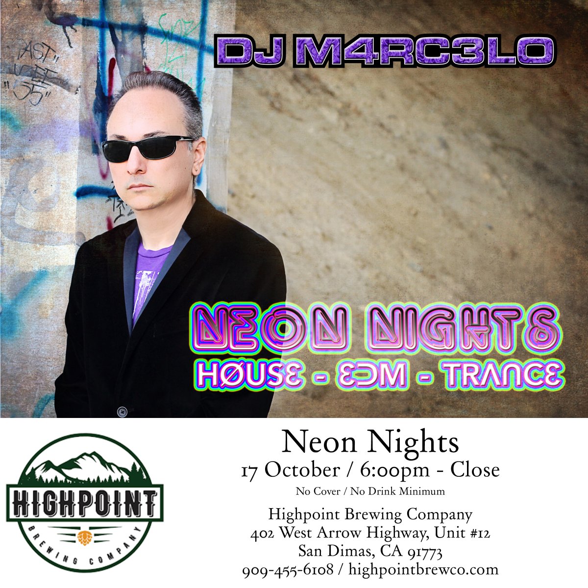 DJM4RC3L0's tweet photo. TONIGHT... cold beer &amp; phat beatz at @highpointbrewco
Great Beer &amp; Great Music!
No Cover / No Drink Minimum
#music #musicmonday #neonnights #housemusic #edm #trance #remix #rewind #regenerate #beer
https://t.co/Hv85kixfKN https://t.co/EFfPO8xvhw