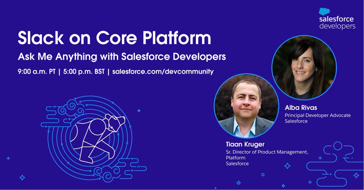 SalesforceDevs's tweet photo. Want to know more about extending the Salesforce Core Platform with @SlackAPI? @SFTiaanK and @AlbaSFDC have got you covered!
Join them on Oct 26 as they answer your questions LIVE at the next #SFDevsAMA. ➡️ https://t.co/iACuXzlmex https://t.co/12oO917OlW