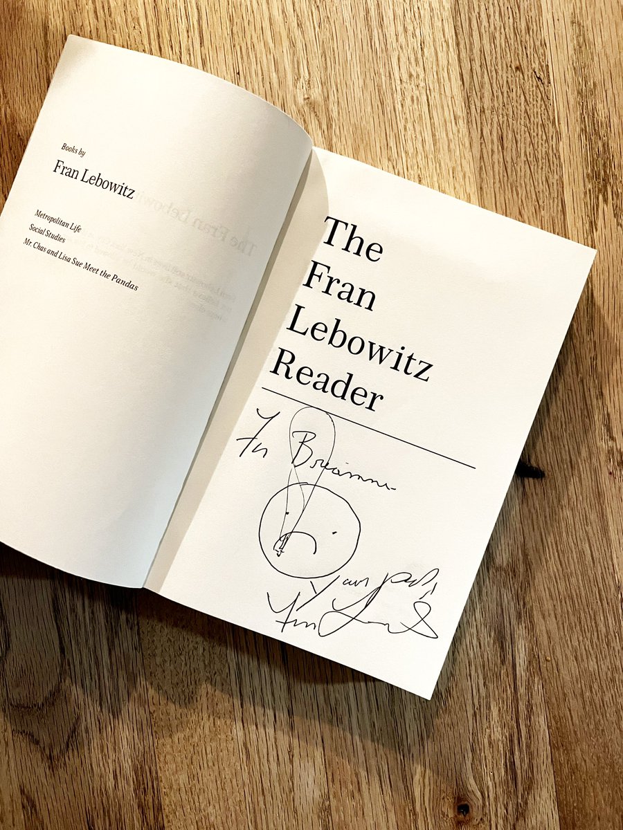 Me: Your wisdom has brought me solace on many a day. 
Fran Lebowitz: Well it hasn’t for me. 
And then she drew me a doodle. 
🫠