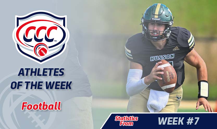 CNE_Sports's tweet photo. #CCCFB | Nic Visser scored five times for @HussonUEagles as they took down Curry, 38-26 in CCC play. He completed 75% of his passes for 261 yards and was named Offensive Player of the Week.

READ: https://t.co/ekH9n26RrE

#d3fb https://t.co/kw8AMCvLL1