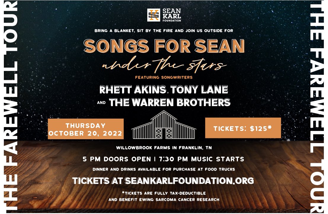 ONLY 3 DAYS TO GO ⚡️
•
We have over 300 tickets sold so it’s going to be a BIG celebration for our FINAL Songs for Sean 🎵 
•
Our final tickets are running out so now is the time to get your tickets!! 🗓 

seankarlfoundation.org/events/