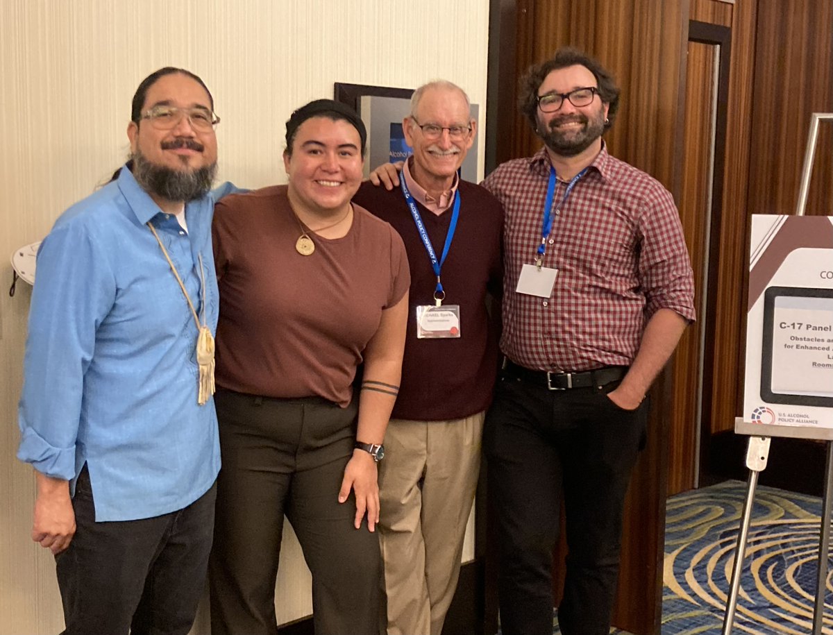 AlcoholJustice's tweet photo. Alcohol Justice's Mayra Jimenez, Jorge Castillo &amp; Carson Benowitz-Fredericks reunite with Michael Sparks a founder of  Marin Institute @ Alcohol Policy 19 #alcoholpolicy19 #AlcoholJustice #ap19 https://t.co/EgcG4Ogm51