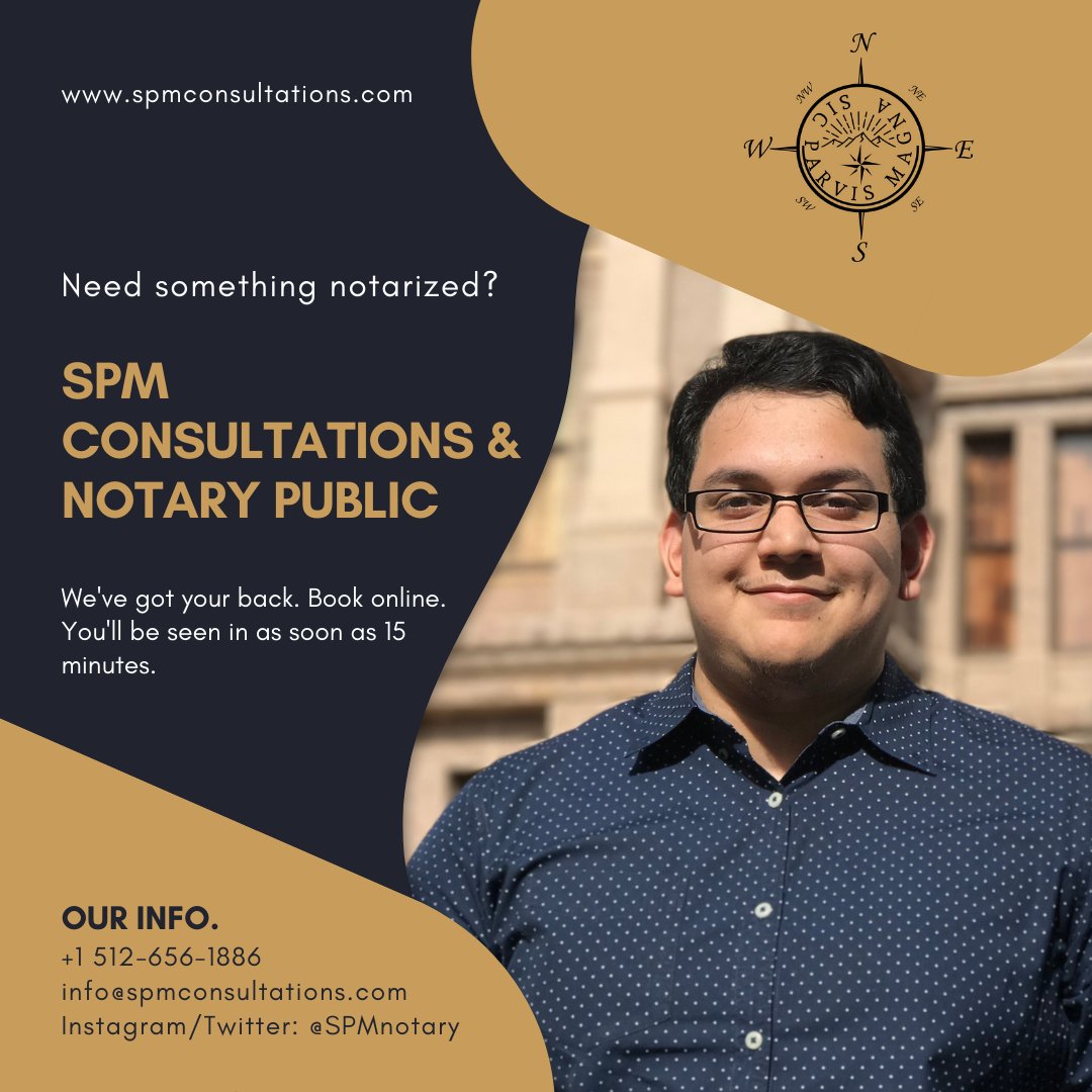 SPMnotary's tweet photo. Available 24/7. By appointment only. In-person*, online, or mobile* notarization services available. #USCIS certified Spanish translations are available by appointment as well! 

#Notary #MobileNotary #RON #OnlineNotary
*Travis county https://t.co/ippxD5rxg8