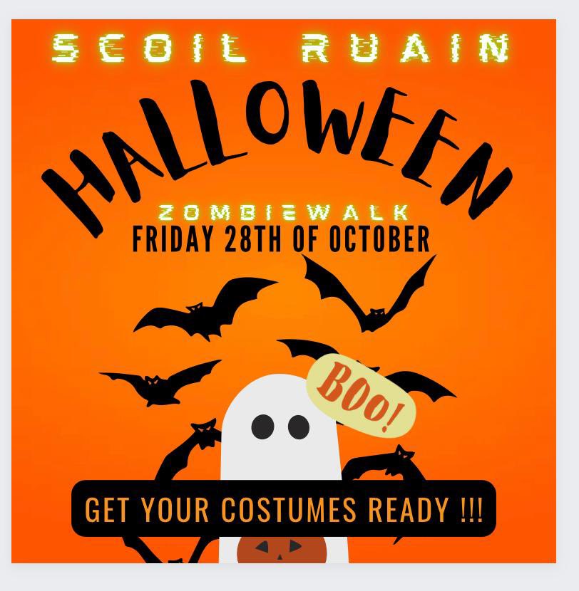 ScoilRuain's tweet photo. Check out Zombie walk on Friday 28th October. Get your costumes ready!! 🧟🧟‍♀️🧟‍♂️ @TipperaryETB @Tippmanjw #etbcommunity https://t.co/TIN8LLIOYm