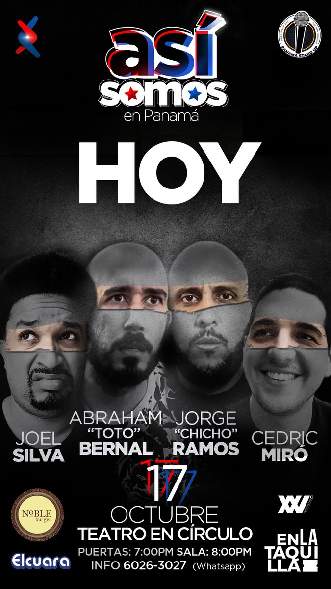 HOY PANAMÁ 
¡LLEGÓ EL DÍA! 
Hoy lunes 17 de Octubre función única de "ASÍ SOMOS" en Teatro en Círculo
ÚLTIMOS TICKETS en enlataquilla.com/eventos/asisom…