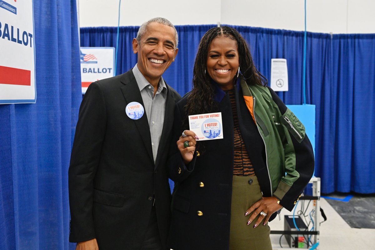 Today, I voted early in the 2022 midterm elections! I want to see you turning out to vote with your voting squad. Barack’s in my #VotingSquad — who’s in yours? Tag them below and remind them to register and make a plan to vote.