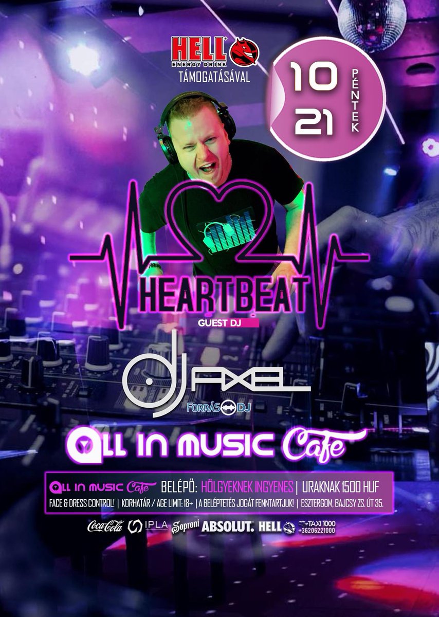 djaxel1985's tweet photo. Pénteken a Forrás Dj egyik oszlopos tagja, Dj Axel lesz a vendégünk👈🎧

ℹ️INFO: Belépő: Hölgyeknek INGYENES - Uraknak 1500 HUF | Face &amp; Dress control! | Korhatár / age limit: 18+ | A beléptetés jogát fenntartjuk! Cím: Esztergom, Bajcsy Zs. út 35. All In Music
#djaxel #allin https://t.co/T221mxSSK9