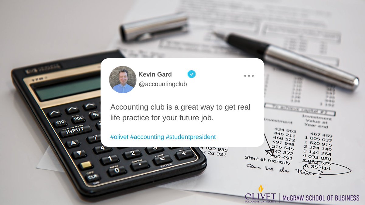 OlivetBusiness's tweet photo. Name: Kevin Gard
Major: Accounting
Hometown: Aurora, Illinois

The Accounting club has a ton of fun in store for this year including study sessions for the CPA exam! Come check us out every Monday at 10am in Weber! 

#CPA #Accounting #Olivet #Olivetbusiness #CPAexam https://t.co/if4s3x0EML
