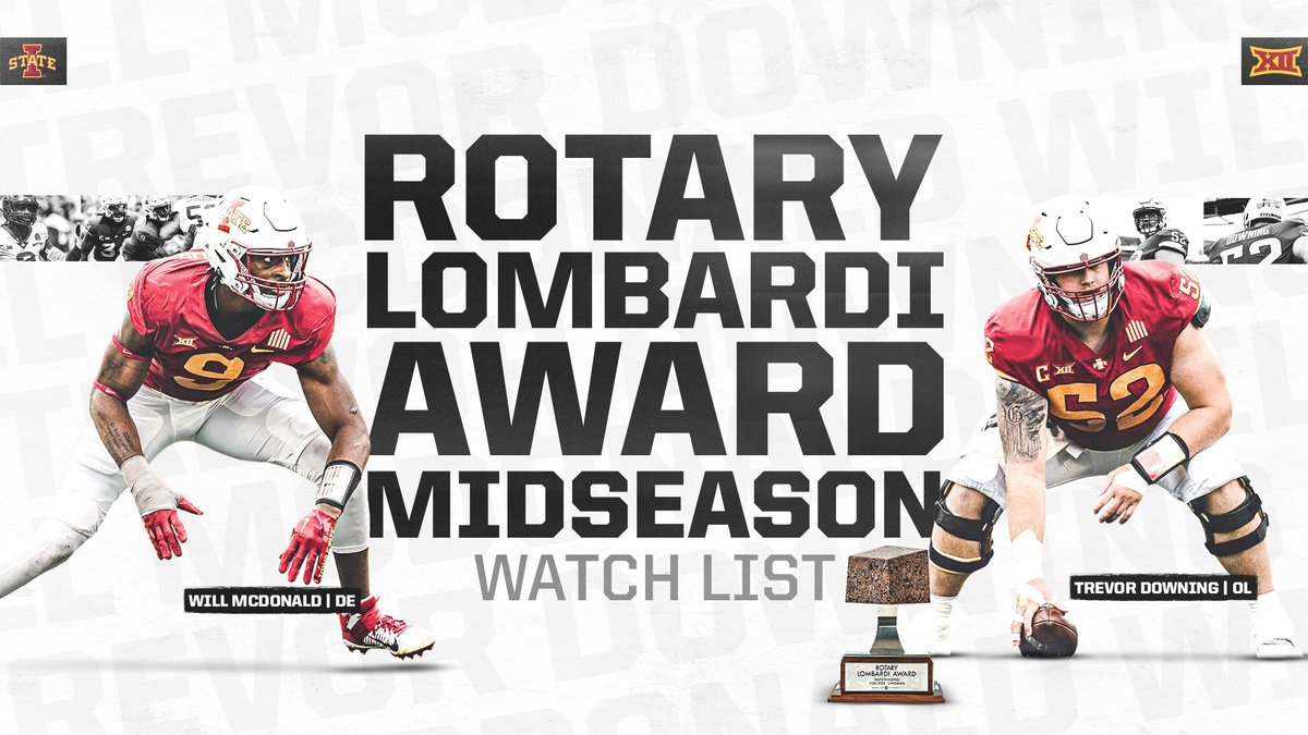 CycloneFB's tweet photo. Downing, McDonald Named To @LombardiAward Midseason Watch List

https://t.co/Qwt8x905Ok

��🚨🌪 https://t.co/v3kCmgimBX