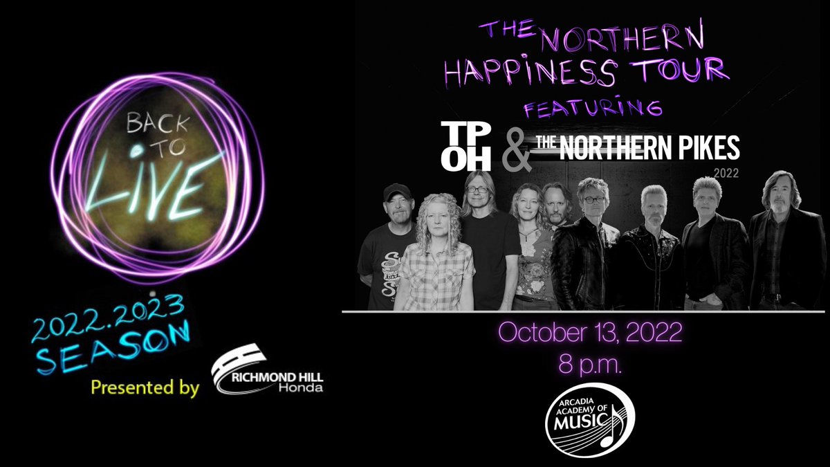 RHCPA's tweet photo. The Northern Happiness Tour Featuring @TPOHBand & @northernpikes two iconic bands preforming on October 25 at 8 p.m.
🎟️Tickets are now ON SALE!!! Visit https://t.co/TlDwem83F6 for more details.
#tpohband #BackToLive #northernpikes https://t.co/iYckBDtt2m