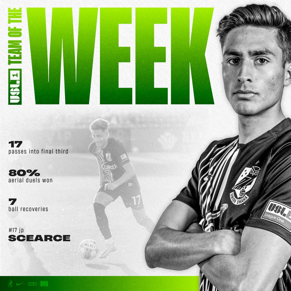 🏅 Another productive appearance makes it 6️⃣ @USLLeagueOne 𝗧𝗲𝗮𝗺 𝗼𝗳 𝘁𝗵𝗲 𝗪𝗲𝗲𝗸 selections for our midfielder. Job well done again, @jpscearce! 👏 #OneMeansAll