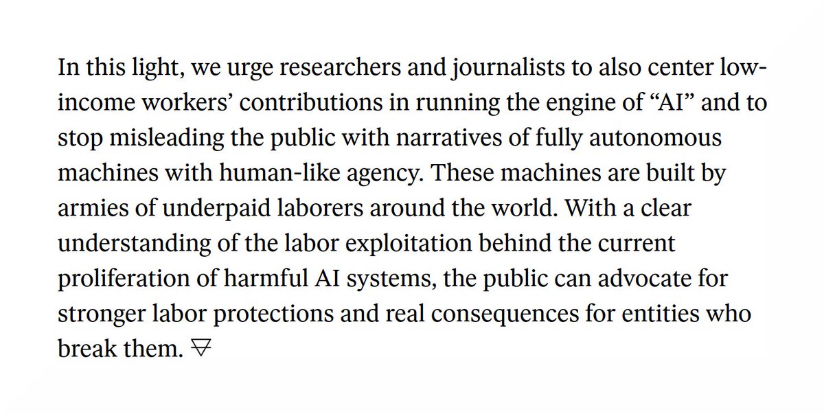 So-called AI systems ar fueled by millions of underpaid workers around the world, performing repetitive tasks under precarious labor conditions .. 👉🏻 noemamag.com/the-exploited-…