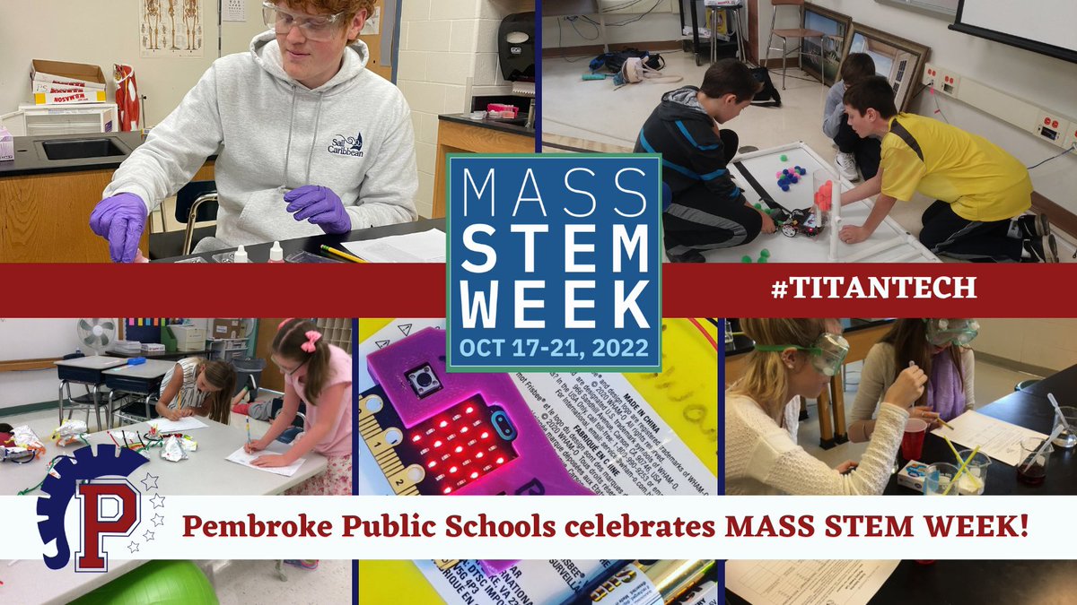 PemSch_news's tweet photo. Every year, #MassSTEM Hub challenges schools across the state to celebrate #STEM, to help students see how it can play a long-lasting role in their lives. We're proud to celebrate, educate & inspire our students to pursue opportunities in STEM this week and always! #TitanTech https://t.co/2pxhq2ejsz