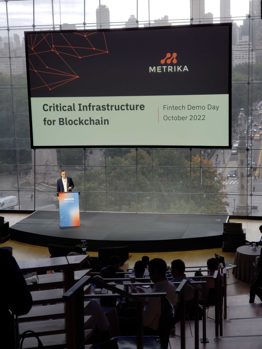 metrikaco's tweet photo. We had a great time at the inspiring @nyca #FinTechDemoDay last week! Thank you to everyone that joined Metrika Founder &amp; CEO @andriko’s presentation. #FinTech is coming to #Web3 and we’re excited to be a part of it. | @BainCapVC @QEDInvestors https://t.co/T7Q1UqU785