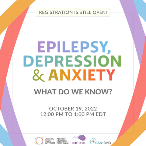 You can still register for ‘Epilepsy, Depression &amp; Anxiety – What Do We Know?’ on Oct 19th. Join Virma Benjamin, Dr. Kiriakopoulos, &amp; Carol La Fleur, with moderator Heather Sherman, in discussing the connection between #epilepsy and mood disorders here: eventbrite.ca/e/epilepsy-dep…