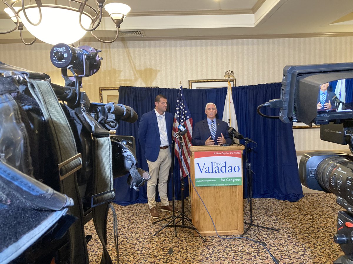Former VP Pence campaigning with Valley Congressman David Valadao. Says his focus on the GOP winning the House. Not thinking about a run for the White House yet.