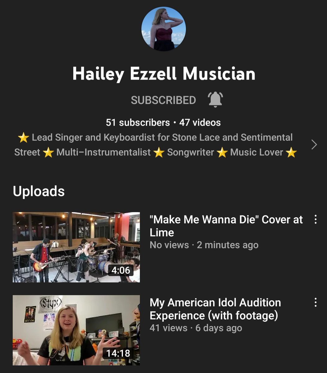 HaileyEMusician's tweet photo. I just got over halfway to my goal! Just a reminder if you haven't subscribed yet, that I am trying to get to 100 subscribers by the end of the year- so please consider subscribing to my channel to help me out! 

Link to channel: https://t.co/jdqYEJ1Xzy https://t.co/Vpr4VEn63w