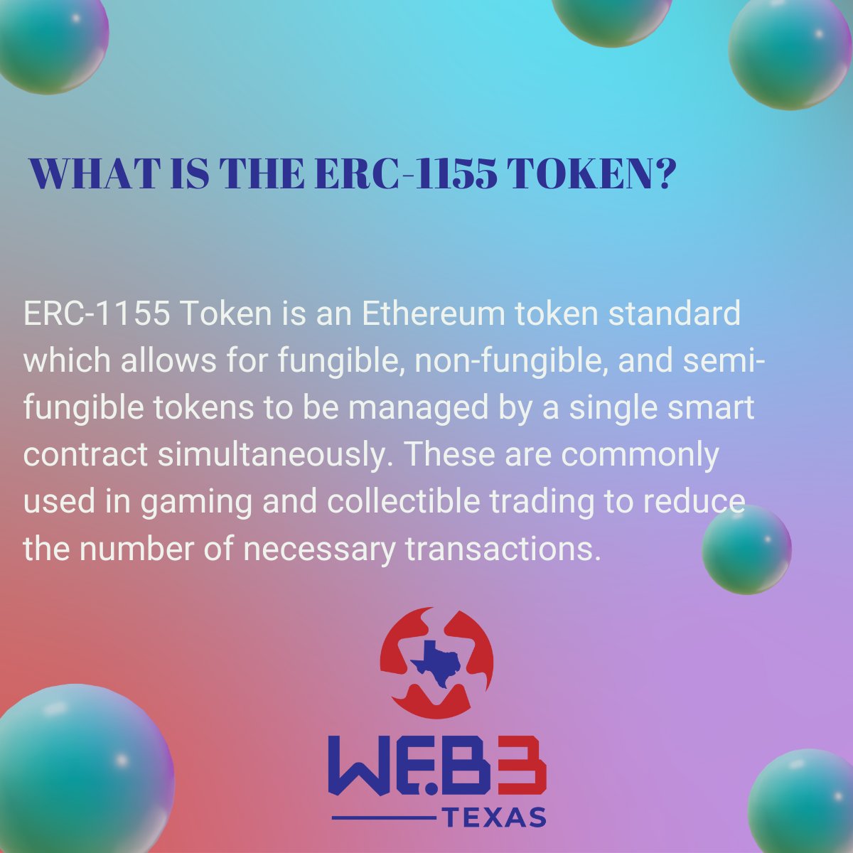 Web3TX's tweet photo. One Word A  Day! 💡 Over the next few days, we will be laying out the different #Ethereum token standards and what they each stand for.
#blockchain #web3terms #Web3 https://t.co/TdifnwXplL
