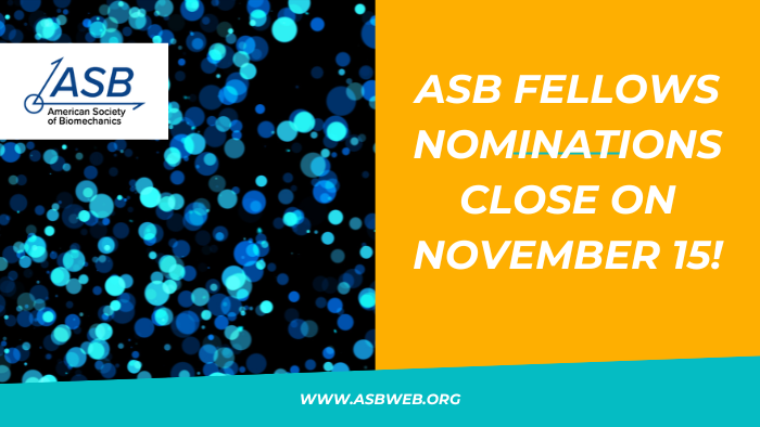 American Society of Biomechanics (@amsocbiomech) on Twitter photo In 2011, <a href="/AmSocBiomech/">American Society of Biomechanics</a> created the status of Fellow to recognize professional achievement & service of the top members of the Society & to encourage continued service to the Society in a leadership role.
WHO do YOU know that you can nominate? Deadline < a month: Nov 15 In 2011, <a href="/AmSocBiomech/">American Society of Biomechanics</a> created the status of Fellow to recognize professional achievement & service of the top members of the Society & to encourage continued service to the Society in a leadership role.
WHO do YOU know that you can nominate? Deadline < a month: Nov 15