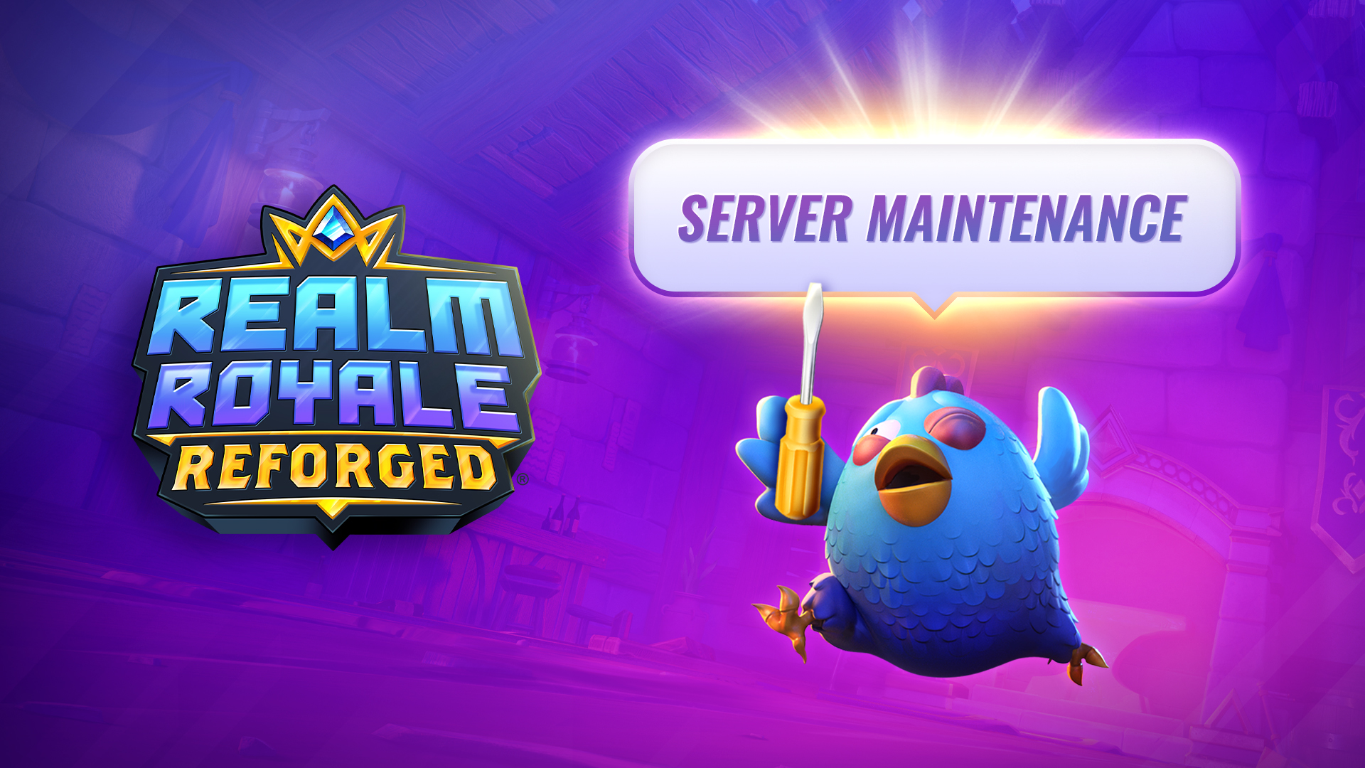 Realm Royale Reforged on X: "Heads up Realm fam! Tomorrow servers will be  coming down at 5:30am ET for some general maintenance. We estimate a couple  hours of downtime. Be sure to
