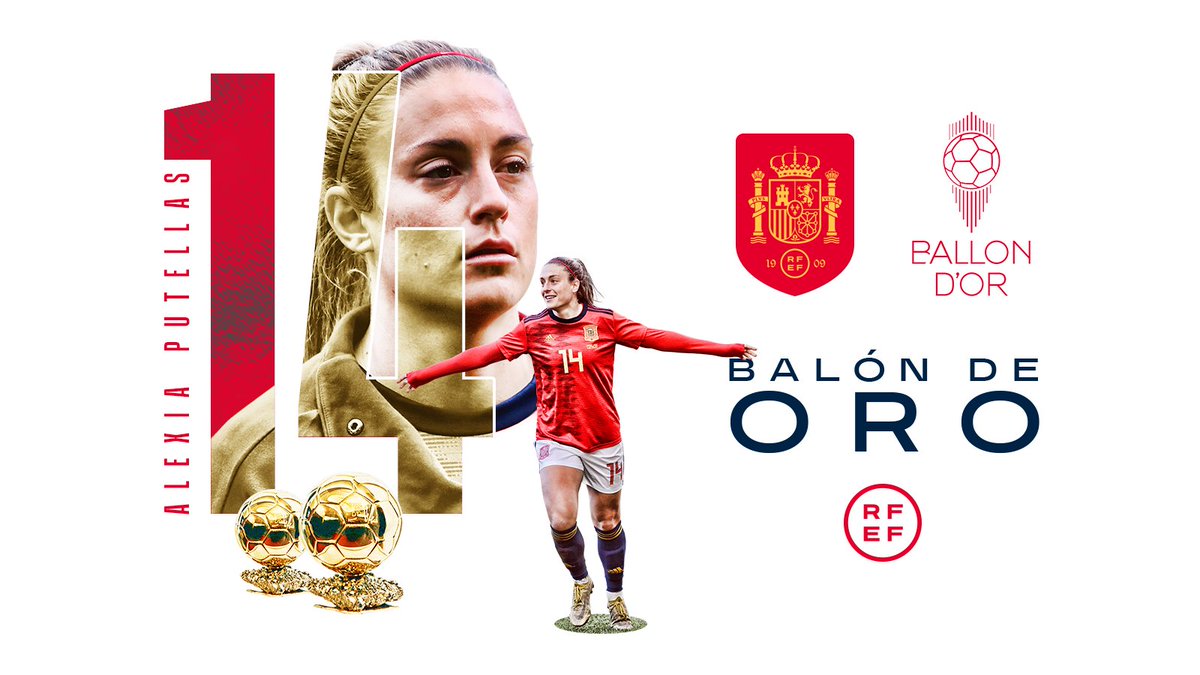 ⚽️🏆🥇 🔝 El fútbol femenino español sigue haciendo historia gracias a @alexiaputellas. ✌️🏼 Segundo #BallonDor para la jugadora de la @SEFutbolFem😍. 🥰 ¡¡ENHORABUENA!!