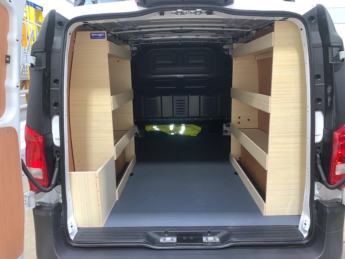 vanwagenuk's tweet photo. Brand New Mercedes Vito 

Popped in for some bespoke ply shelving, shovel store and reposition of vehicles jack.

#wecare #plyshelving #vanwagen #vanlining #mercedesvito  #vanracking https://t.co/FmmcIkH2fG