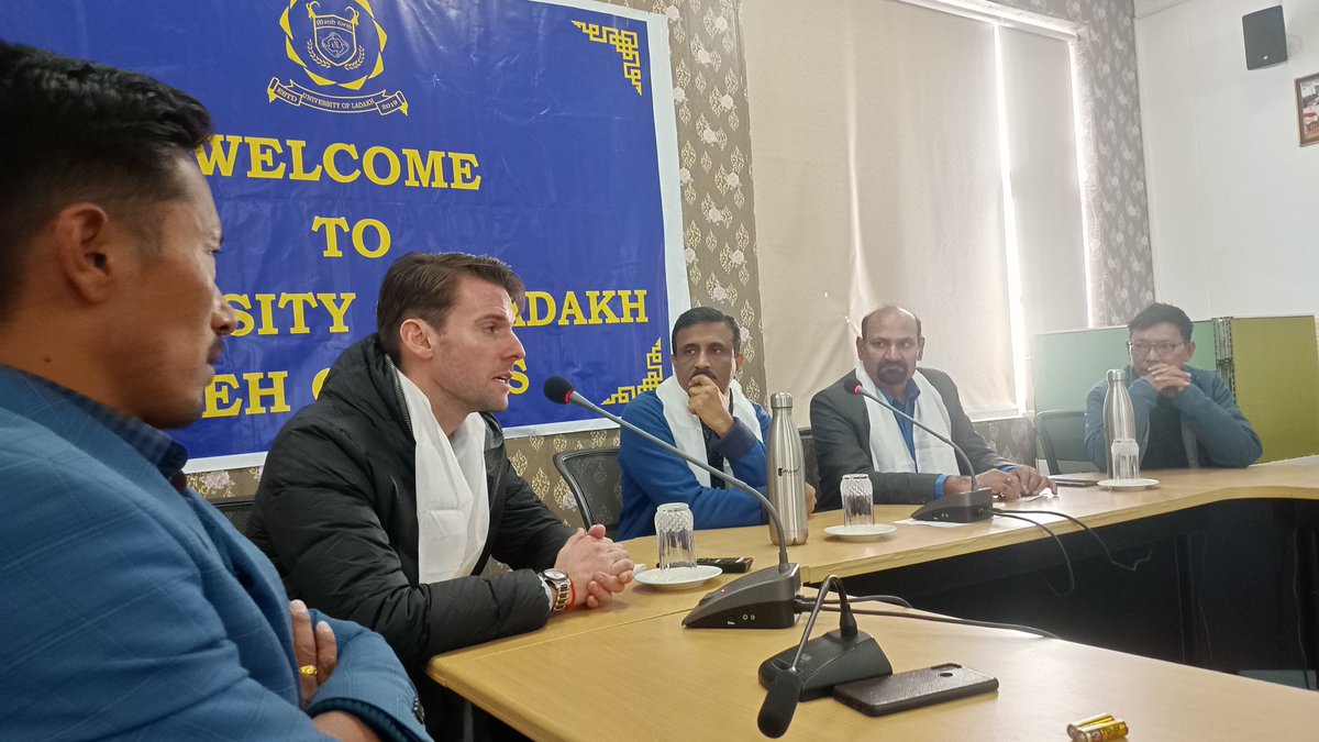 ULadakh's tweet photo. A team of researchers from James Cook University (JCU), Singapore in association with Global Himalayan 
Expedition (GHE) visited the Leh Campus of University of Ladakh for a panel discussion on a research 
project which was chaired by the Registrar, UOL Prof. A.K.Sharma. https://t.co/6LbPoUIoOu