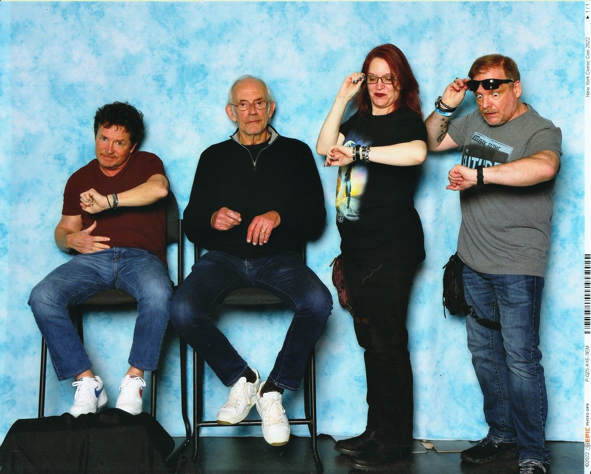 ShaolinRonin's tweet photo. "Wait a minute doc! Are you telling me you built a TIME machine... out of a DeLorean???"

This was at New York Comic Con: I love that Michael J Fox did the famous movie poster pose with us! 

@NY_Comic_Con #backtothefuture #onceinalifetime https://t.co/hJb4o7j2BJ