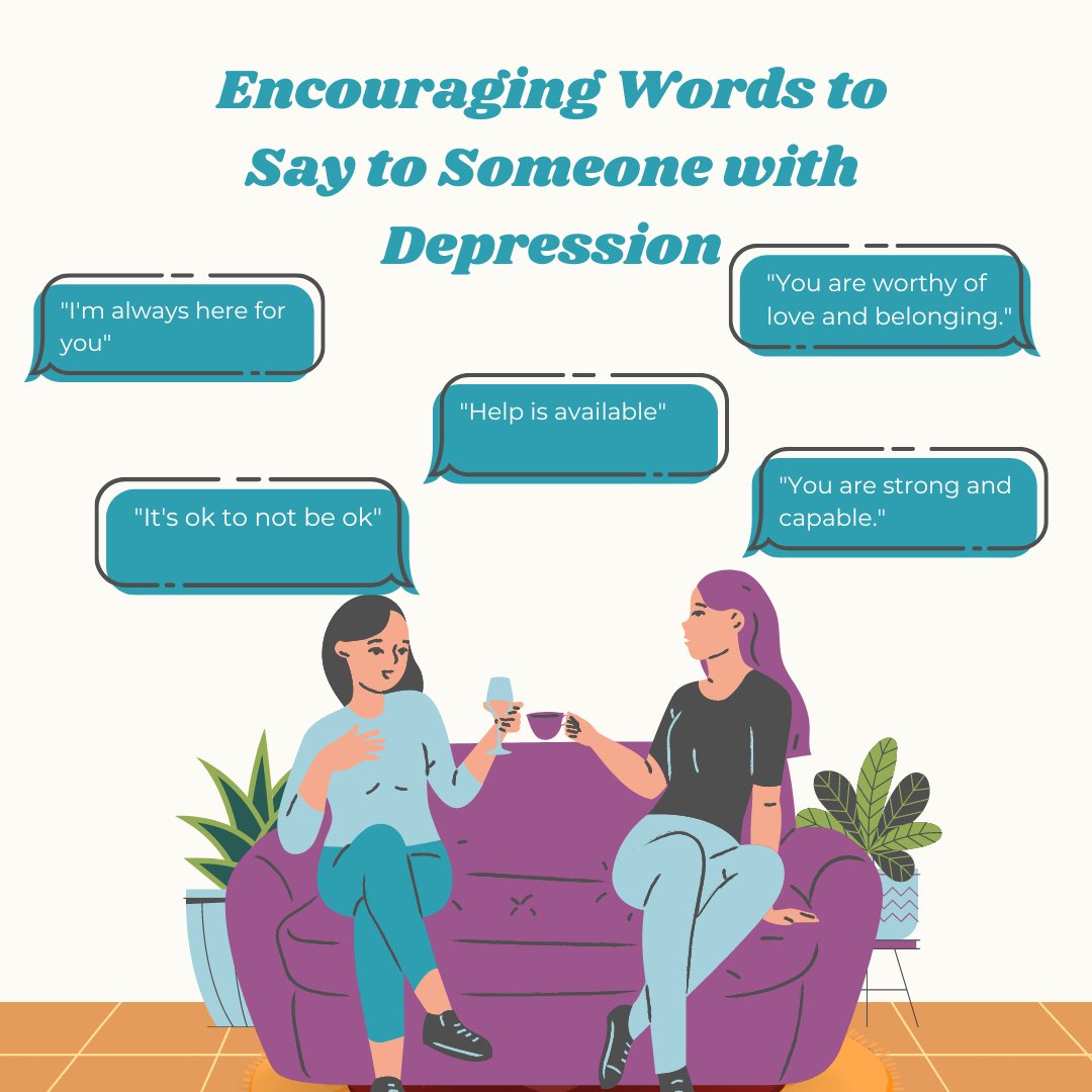 . Knowing what to say or how to help someone experiencing #depression can be challenging. But small acts of support can go a long way in helping that person feel understood and cared for. If someone you know is battling with depression, here are some encouraging things to say.