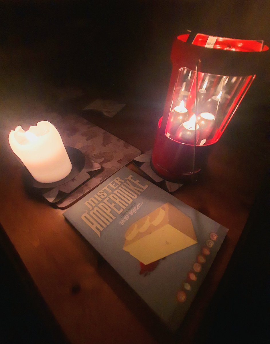 Tonight's book by candlelight is Mister Amperduke by Bob Byrne, a graphic novel with no words. Just a great piece of visual storytelling. #BookByCandlelight <a href="/clamnuts/">Bob Byrne</a>