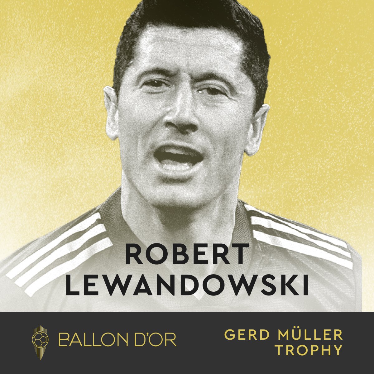 ballondor's tweet photo. Robert Lewandowski wins the Gerd Müller Award! The best striker of the year! 🎯

Congrats @lewy_official! 

#trophéeGerdMuller #ballondor https://t.co/H3FolGSQaH