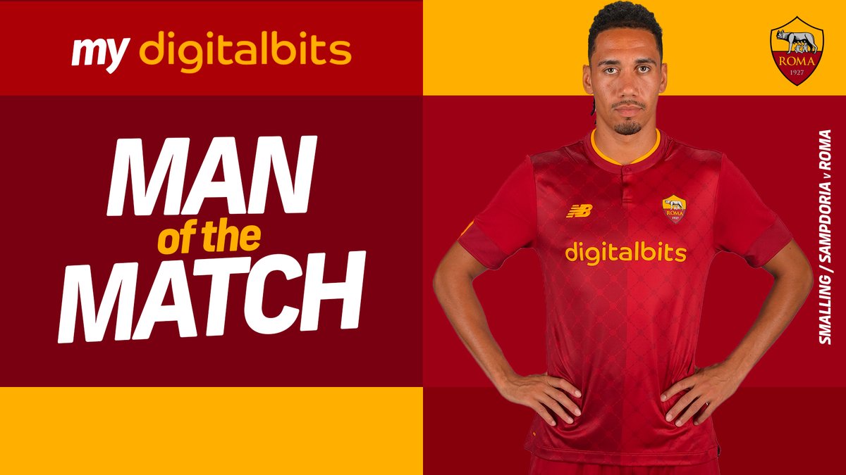 ASRomaEN's tweet photo. 🗳 | @DigitalBitsOrg 𝗠𝗢𝗧𝗠 🐺
    
🔁 Retweet this if Chris Smalling was your top performer from tonight's win over Sampdoria! #ASRoma https://t.co/2NycrhtL3Z
