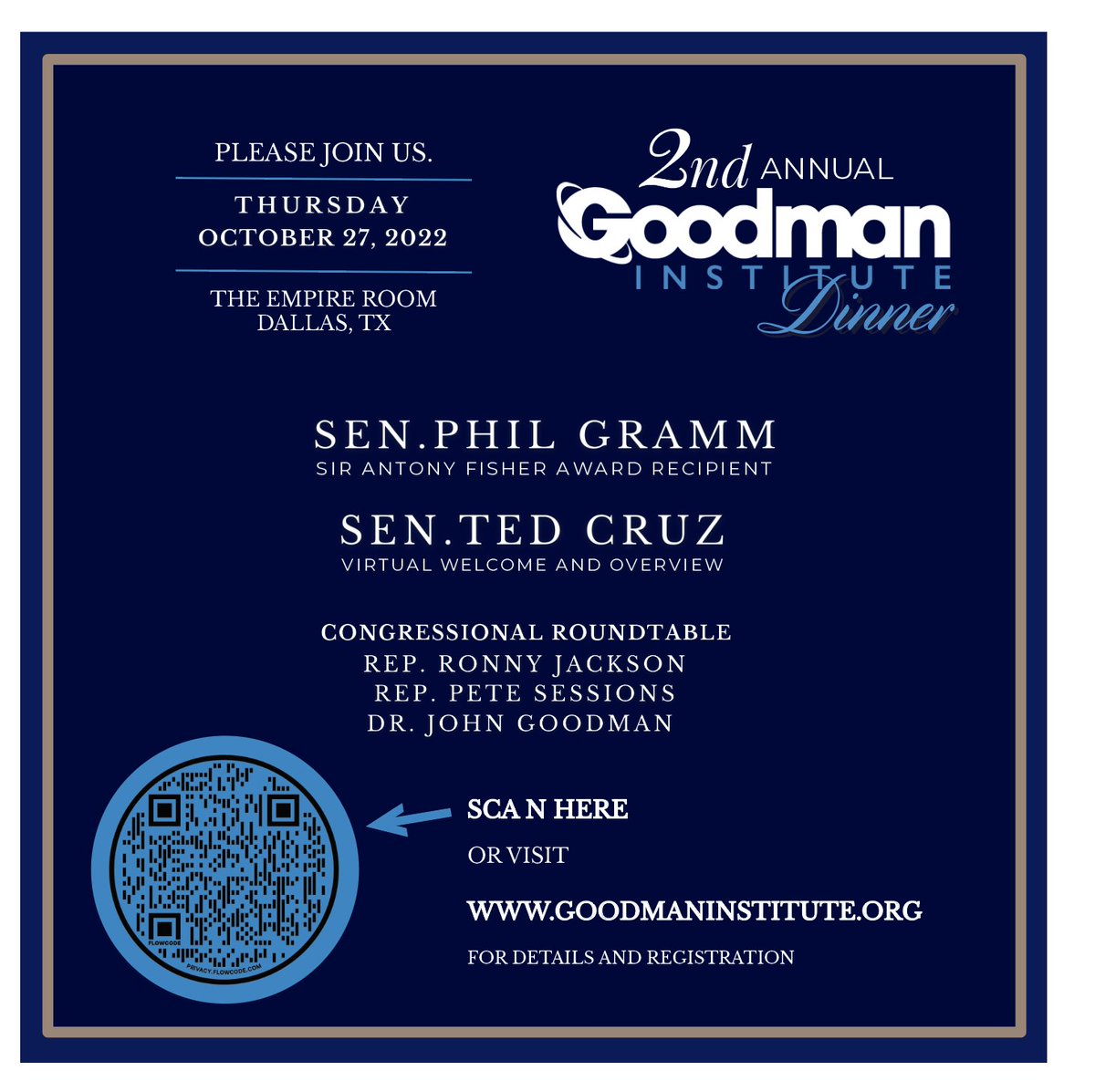 Join us next Thursday, October 27th for our Second Annual Goodman Institute Dinner. Visit the following link to purchase your tickets! trifectaem.regfox.com/goodman-instit… #Dallastx #GoodmanInstitute #dinner