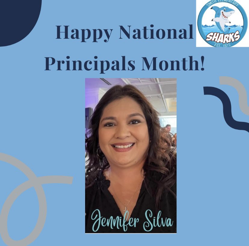 ElementarySmith's tweet image. October is National Principals Month! We are lucky to have @prinshark1 as our leader. #NationalPrincipalsMonth #SmithSharks 🦈