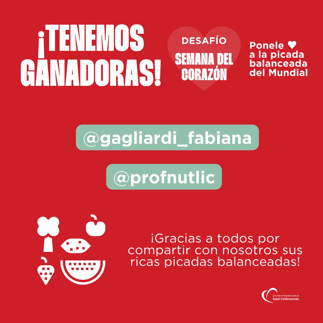 ¡Gracias a todos se sumaron a ponerle ♥ a la picada balanceada del Mundial!

Fabiana y Catty nos contactaremos para hacerles llegar sus premios. ❤️

#SemanaDelCorazón
#PoneleCorazón