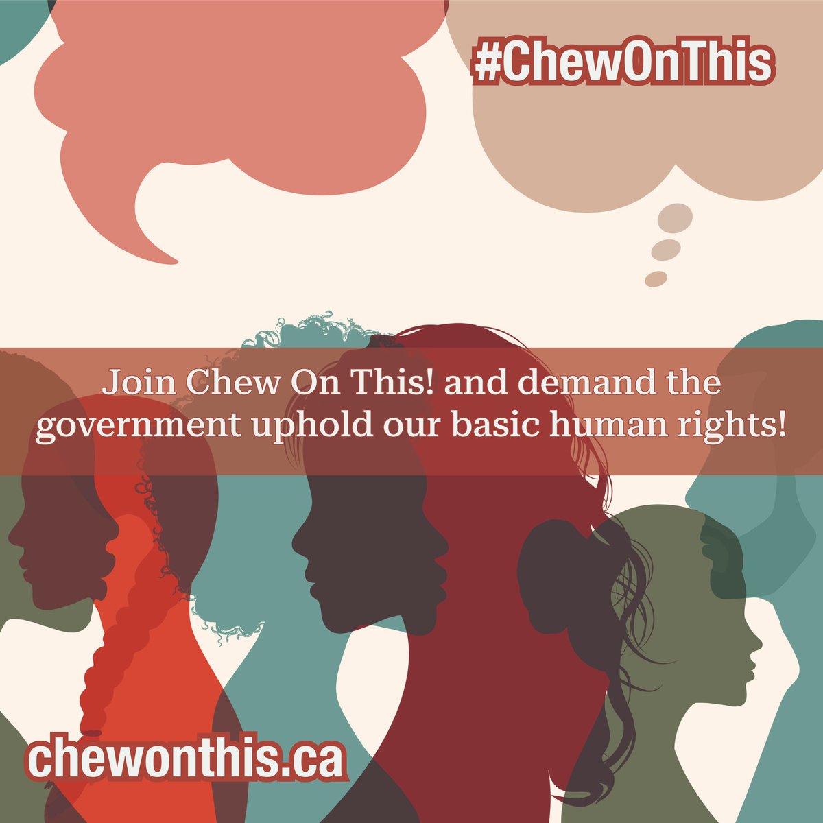 Join fellow #ChewOnThis! organizers across the country calling for policies that are effective &amp; equitable, &amp; that ensure dignity &amp; choice! Visit bit.ly/3T0xptP! Upholding human rights means ending #FoodInsecurity &amp; eradicating poverty. Food charity isn’t the solution!