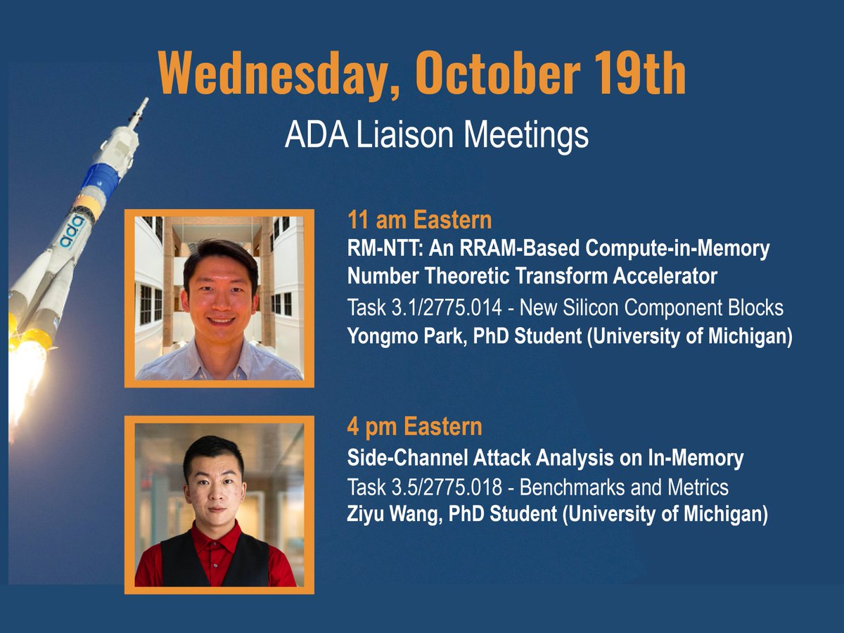 ADA_Center's tweet photo. Join us tomorrow for liaisons meetings with Yongmo Park, PhD Student (University of Michigan) 11am ET and Ziyu Wang, PhD Student (University of Michigan) 4pm ET! https://t.co/Zp3UYq99TJ https://t.co/0YOz5UPc69