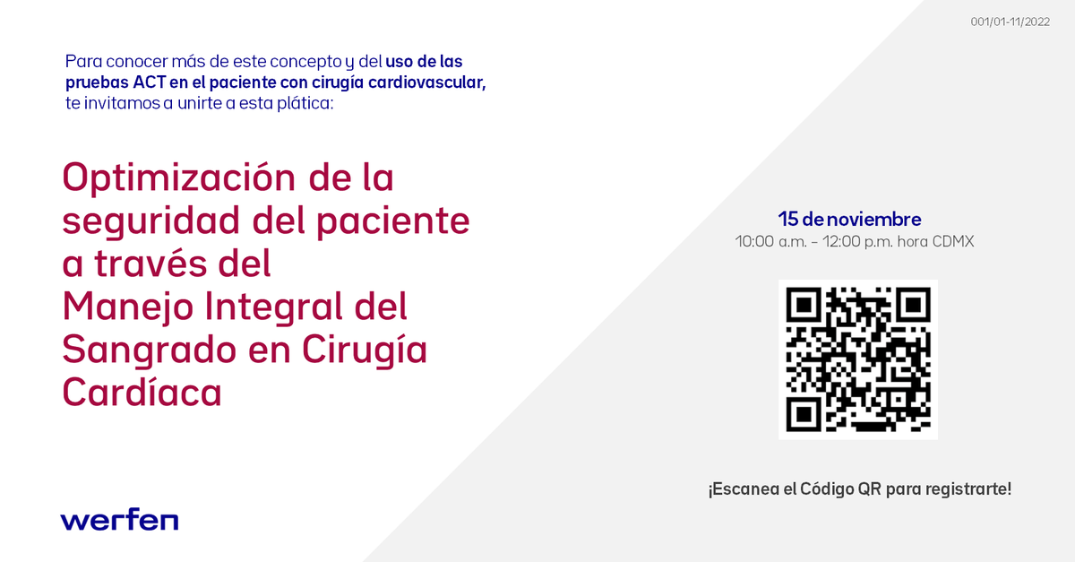 WerfenMx's tweet photo. Las #CirugíasCardiovasculares conllevan una agresión a los componentes sanguíneos, provocando inflamación y alteraciones de la coagulación.
Conoce más del uso de las pruebas ACT en pacientes con cirugía cardiovascular, en la sesión CVOR
Regístrate aquí: https://t.co/T02SY85AuR https://t.co/7ne8faFroz