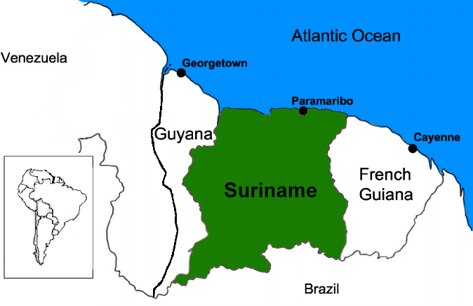 This is #Suriname and not the other False Maps that Irfaan Ali has put op close to our border on Billboards. Guyana Invaded Suriname Territory in 1969 and Annexed it, and the World stayed Silent.