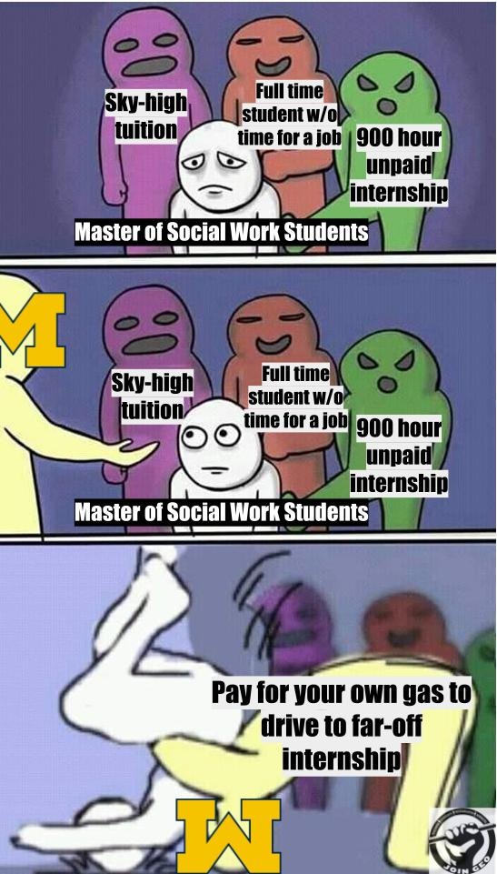 Grad Employees' Org UMich (@geo3550) on Twitter photo Here to remind you that MSW students <a href="/UMich/">University of Michigan</a> are treated as cash cows by the University. If this bothers you, there is something YOU CAN DO. Let the University know that you stand for equity for all, by signing this today: bit.ly/GEOPetition
#PayUsDontPlayUs Here to remind you that MSW students <a href="/UMich/">University of Michigan</a> are treated as cash cows by the University. If this bothers you, there is something YOU CAN DO. Let the University know that you stand for equity for all, by signing this today: bit.ly/GEOPetition
#PayUsDontPlayUs
