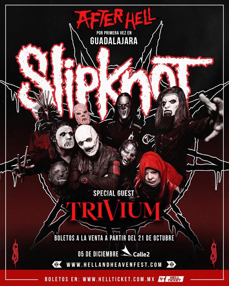 slipknot's tweet photo. #Guadalajara // We will see you at the After Hell show at Calle 2 on December 5 with @TriviumOfficial. 

Tickets on-sale October 21 here: https://t.co/Kc34s6c04x https://t.co/5zgcmZO0Gx