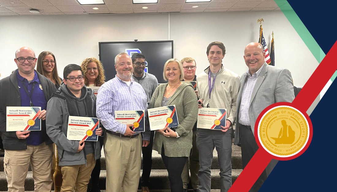 The BGISD Tech Dept was presented the Stilwell Meritorious Award at the Board of Ed meeting tonight. The medal was awarded by <a href="/KyDeptofEd/">KY Dept of Education</a> to all Ky educational technology staff for efforts to provide quality services during the core of the pandemic.

<a href="/wkingbg/">William King</a> <a href="/MrsMarcumBGISD/">Megan Marcum</a>