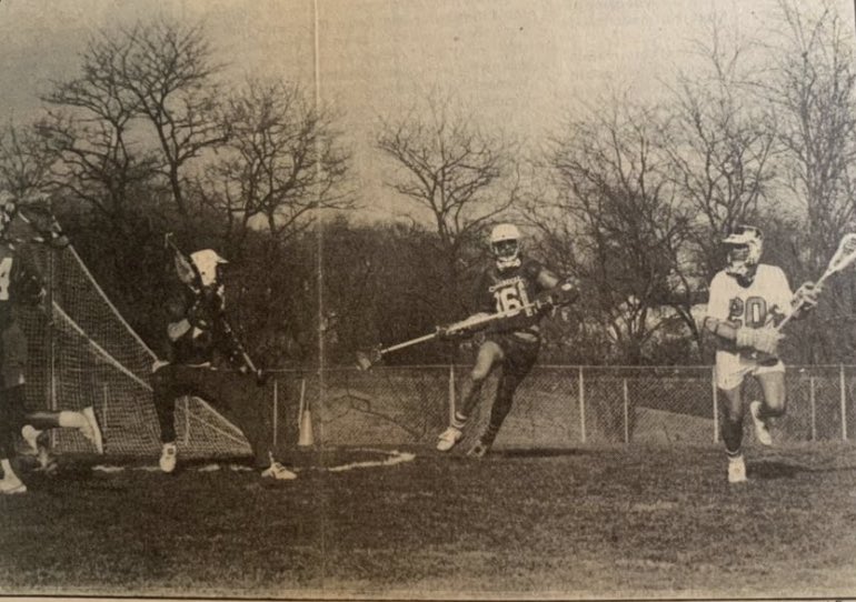LaxBrand's tweet photo. Thoughts and prayers to the Flaig family with the passing of Jeff Flaig. 
Pictured is Jeff taking a shot against Cornell goalie Paul Schimolar. 🙏🙏 https://t.co/FJC7TnOAFd