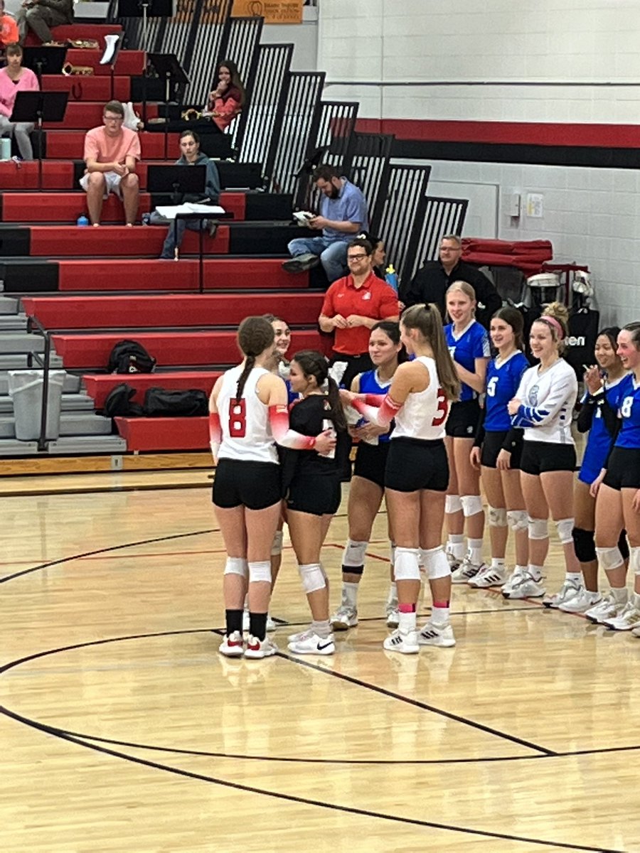 A great show of sportsmanship with the Auburn senior presenting the Plattsmouth seniors with flowers for their final regular season game!