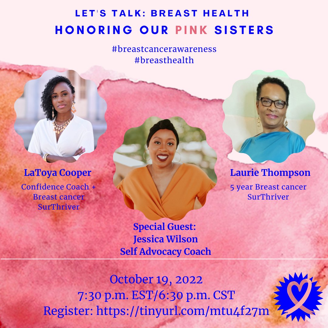 Self-Advocacy is a key component when it comes to your health care &amp; plans to treat you.  
Register for our live conversation this Wed, Oct. 19 at 7:30 p.m. EST/6:30 p.m. CST: tinyurl.com/mtu4f27m
#selfcare #selfadvocacy #healthcare #BreastCancerAwarenessMonth