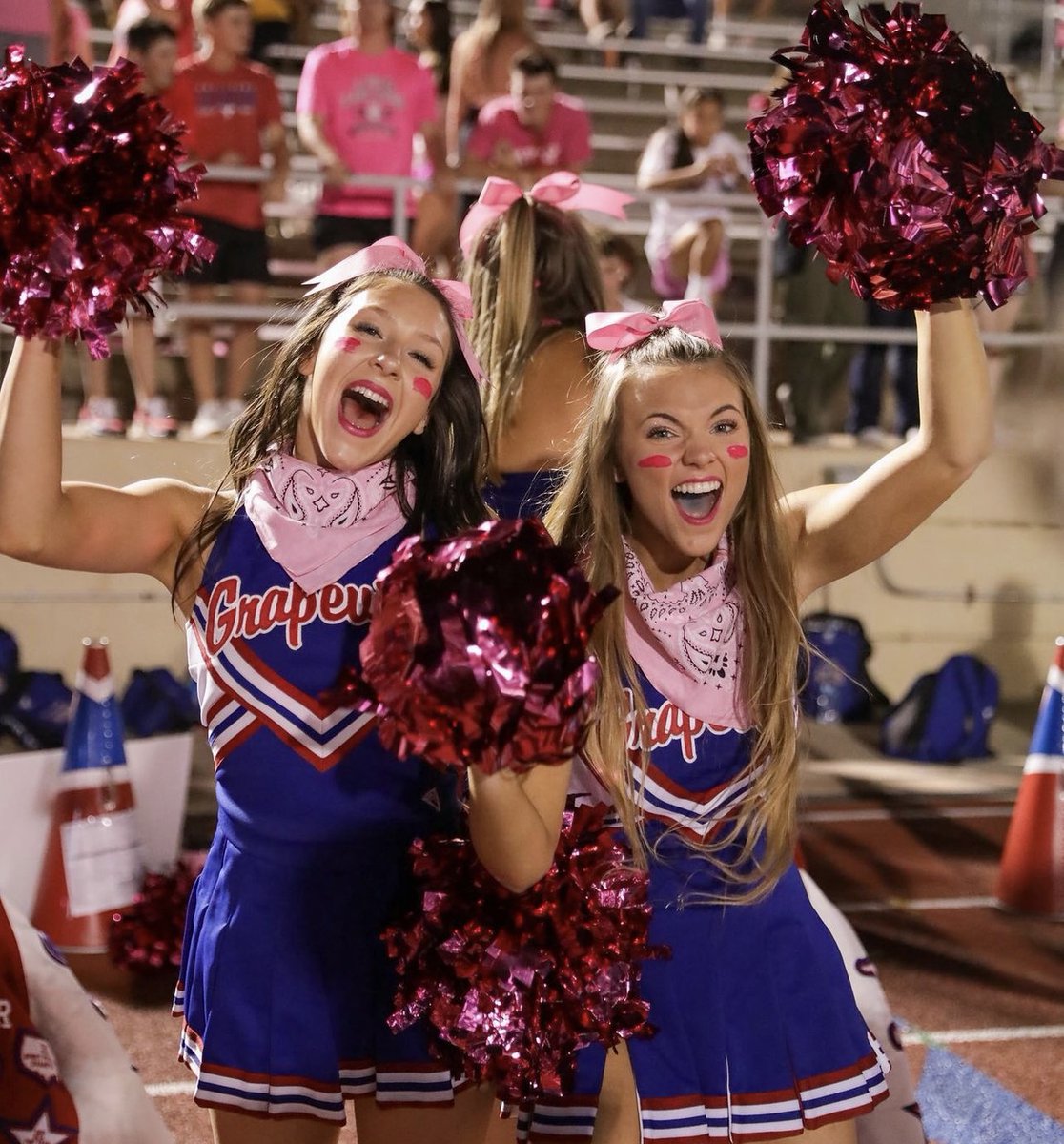 VarsityFashions's tweet photo. We are loving everyone's #LetsGoPink spirit on game days! It's not too late to showcase your #VarsityStyle pink accessories this month in support of Breast Cancer Awareness! Shop now through the link in our bio π π π πΈ https://t.co/oZIl6NulZt