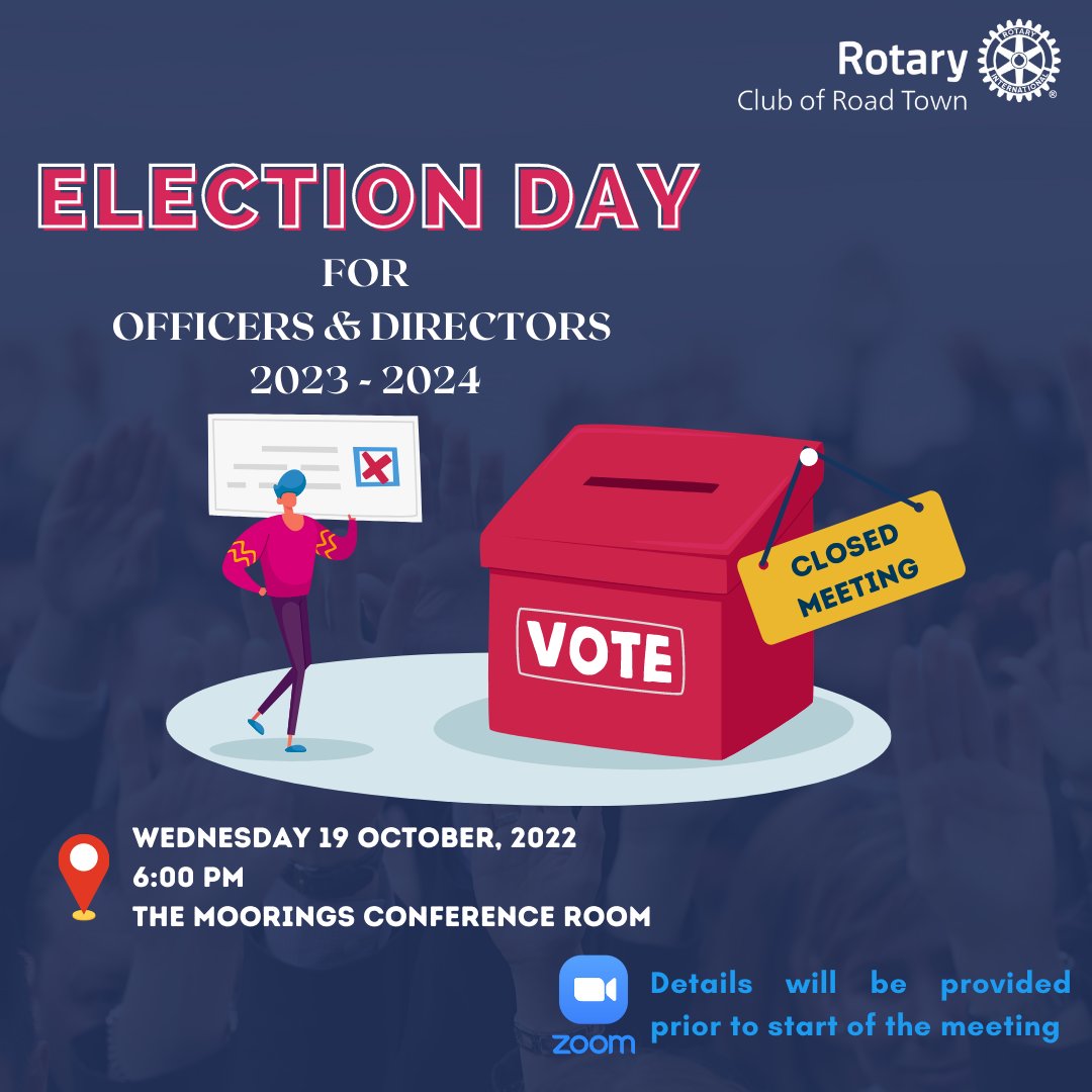rotaryroadtown's tweet photo. Rotary Club of Road Town Members only meeting, this week.
#RotaryClubRoadTown #PeopleOfAction #District7020 #ServiceAboveSelf #RotaryElections #EconomicandCommunityDevelopmentMonth #RotaryResponds https://t.co/F738ir9qTY