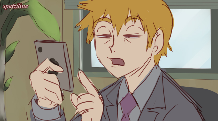 Mob gives Reigen the latest MobPhone13 #mp100 #mobpsycho100 #reigenarataka 