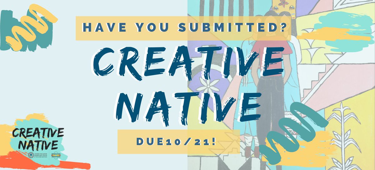 Center4Native's tweet image. ONE WEEK LEFT TO SUBMIT! Creative Native submissions are due this Friday ya'll. All art mediums are submittable and competition is open to Native artists ages 5-24! Check out this year's prompt and prior submissions here: cnay.org/creative-nativ…

#CNAY #CreativeNative