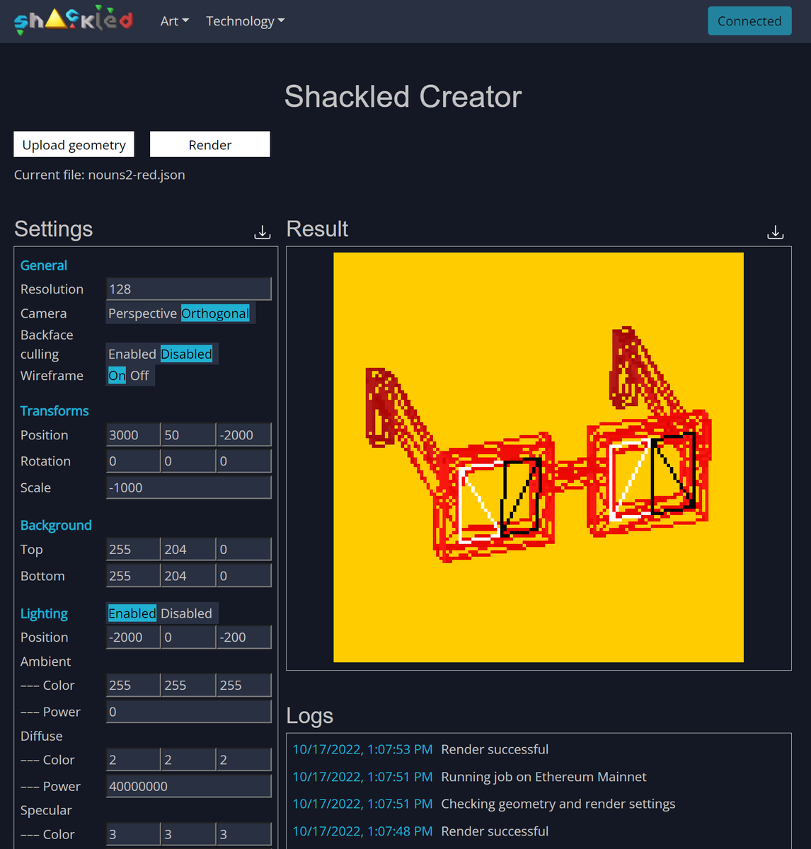 ike2y8gd's tweet photo. @0xWatkins Great list Ryan! We wrote a blog post on on-chain art which (shameless plug incoming) details our (@SpectraArt_NFT) on-chain 3D rendering engine. First of its kind! Here's the blog: https://t.co/J7zUrlLJZ1, and here's the on-chain rendering engine: https://t.co/b050BVXPC2 https://t.co/CKyg754vRu